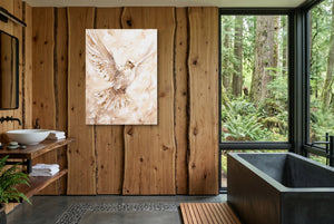 Dove's Ascent โ dove's ascent wooden bathroom with window 1port flush print