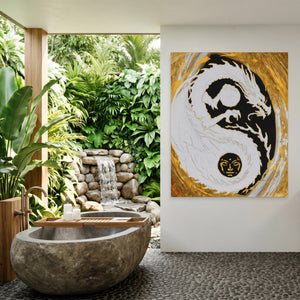 Dragon Golden Yin - Luxury Wall Art