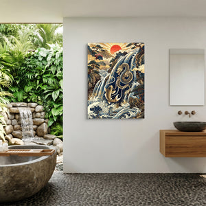 Dragon Koi Ascent — dragon koi ascent sq outdoor bathroom 1port flush print