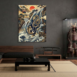 Dragon Koi Ascent — dragon koi ascent sq samurai den 1port flush print