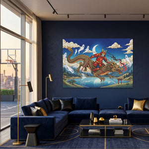 Dragon Moonlit Rider - Luxury Wall Art