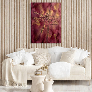 Dragonfly Crimson Gold โ dragonfly crimson gold sq boujie couch 1port flush print