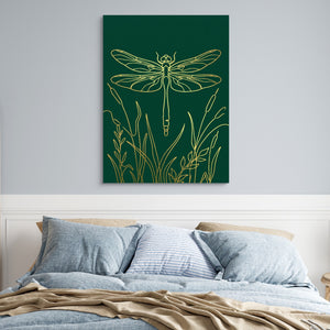 Dragonfly Golden Reeds โ dragonfly golden reeds sq blue bedroom 1port flush print