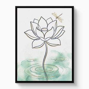 Dragonfly Lotus Water โ dragonfly lotus water white studio framed black