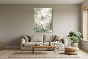 Dragonfly Pond Serene โ dragonfly pond serene living room interior view 2 1port flush print