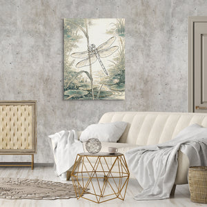 Dragonfly Pond Serene โ dragonfly pond serene sq cement wall luxury room 1port flush print