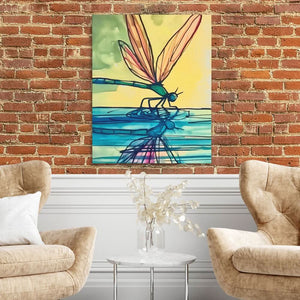Dragonfly Reflection - Blue Wall Art for Living Room