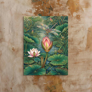 Dragonfly Water Lily — dragonfly water lily sq bed 1 clay beige 1port flush print
