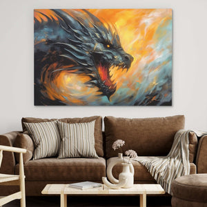 Dragon's Breath - Dragon Wall Art in Black Frame