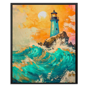 Dramatic Lighthouse - Beach House Art for Bathroom