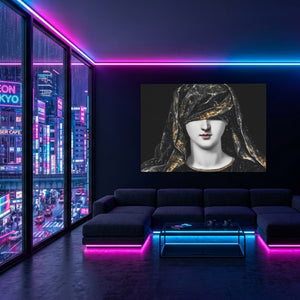 Draped Woman Mystique — Draped Woman Mystique Blue Pink Neon Room Land 54