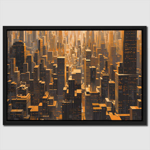 Dream Filled City - Abstract Black and Gold Canvas Wall Art