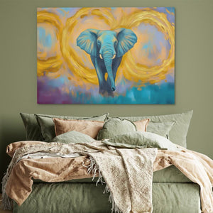 Dreaming of an Elephant - Abstract Blue Canvas Wall Art