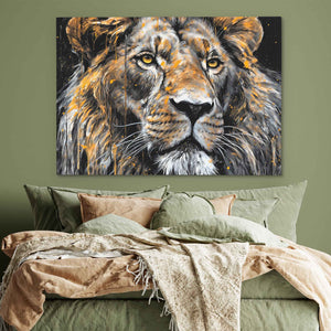 Dripping Gold Lion - Black and Gold Black Gold and White Canvas Print