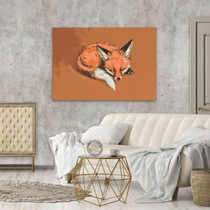 Drowsy Fox - Brown Wall Art for Living Room
