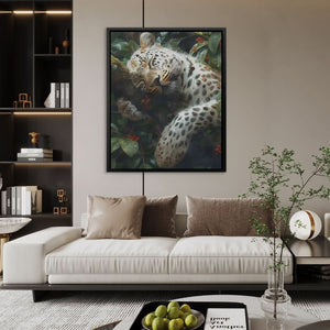Drowsy Leopard - Big Cat Wall Art in Black Frame