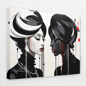 Duality Beauties - Black and White Canvas Wall Art