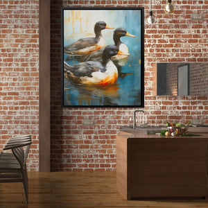 Duck Trio - Large Watercolor Canvas Print