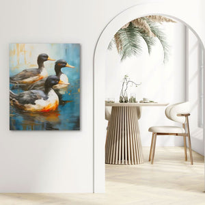 Duck Trio - Bird Wall Art in Black Frame