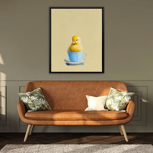 Duckling In Blue Cup - Blue Wall Art for Nursery