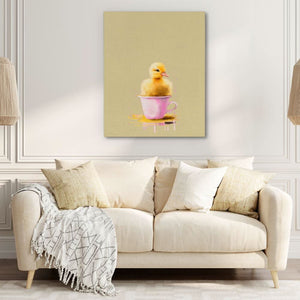 Duckling In Pink Cup - Pink Wall Art for Nursery