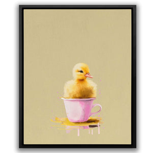 Duckling In Pink Cup - Large Modern Canvas Print