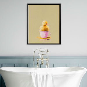 Duckling In Pink Cup - Cup Art for Living Room