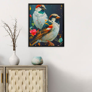 Duet of Birds - Wall Art in Black Frame