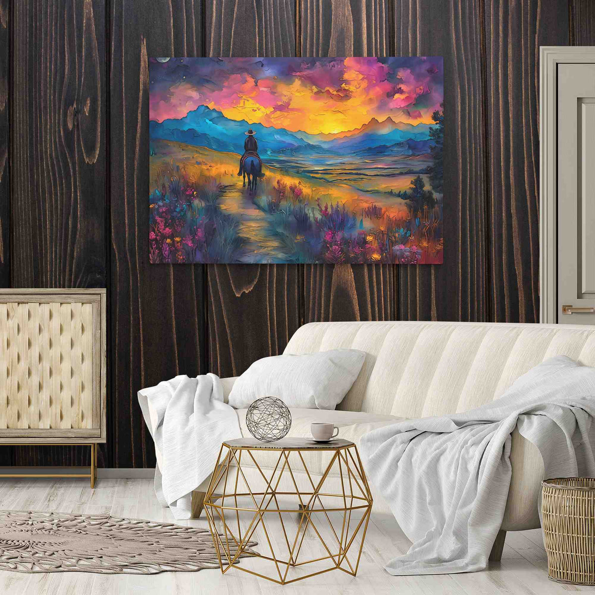 Dusk Mountain - Colorful Canvas Wall Art