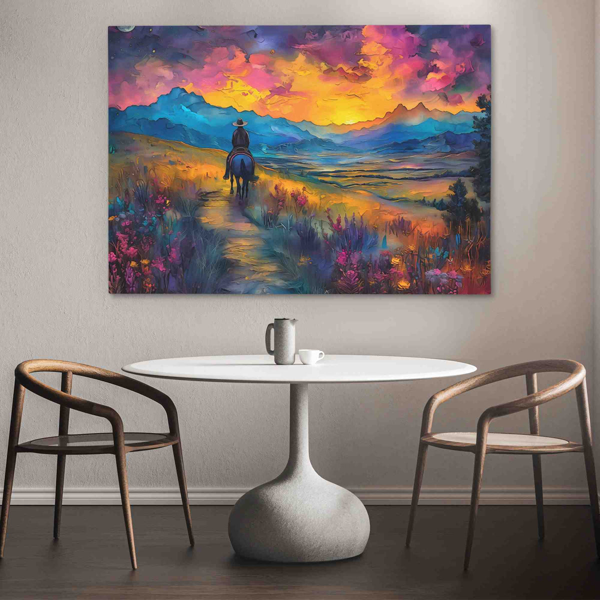 Dusk Mountain - Wall Art in Black Frame