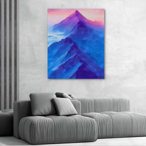a living room with a couch and a painting on the wall