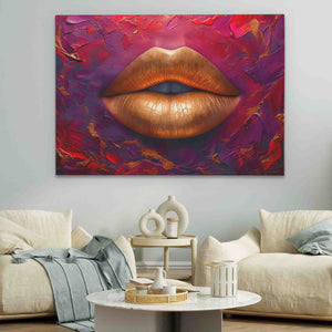 a living room with a couch and a painting on the wall