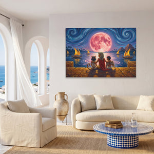 Egypt Midnight Moon canvas wall art, room view