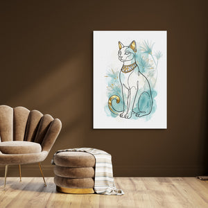 Egyptian Cat Golden Lotus โ egyptian cat golden lotus sq brown room 1port flush print