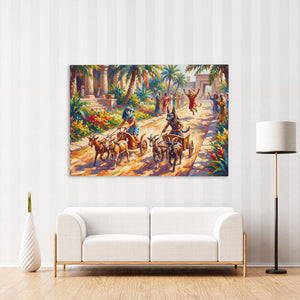 Egyptian Chariot Race canvas wall art, room view