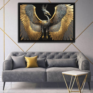 Egyptian Crane - Black Canvas Wall Art