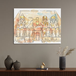 Egyptian Temple Golden โ egyptian temple golden sq wall desk bird 1land flush print