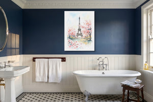 Eiffel Spring Blossoms โ eiffel spring blossoms small bathroom interior 2 1port flush print