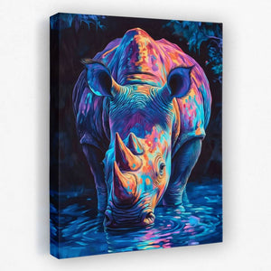 Electric Rhino - Animals Canvas Wall Art
