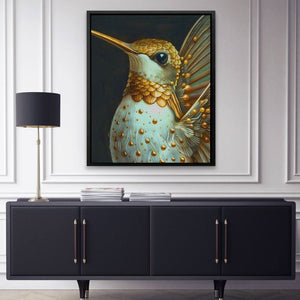 Elegant Hummingbird - Bird Wall Art in Black Frame