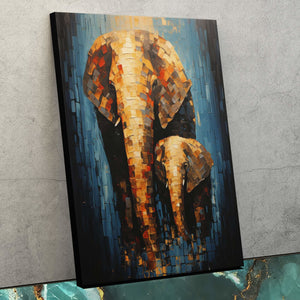 Elephant Family - Abstract Wall Art in Black Frame