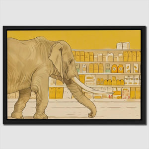 Elephant Grocery Shopping - Large Modern Canvas Print