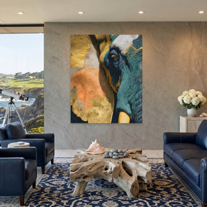Elephant Ochre Embrace - Luxury Wall Art