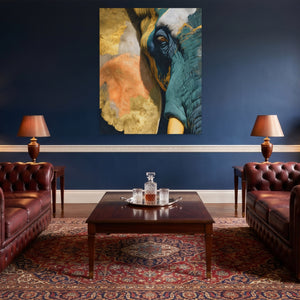Elephant Ochre Embrace - Luxury Wall Art