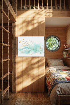 Elephant Teal Sunrise โ elephant teal sunrise p bedroom with loft area 1land flush print