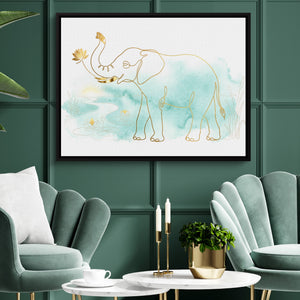 Elephant Teal Sunrise โ elephant teal sunrise sq green luxury rom 1land framed black