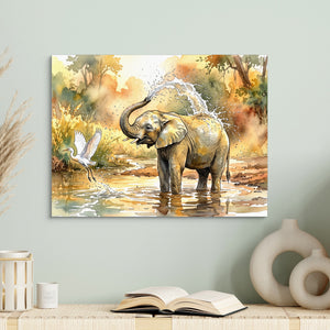 Elephant Water Splash โ elephant water splash sq book table 1land flush print
