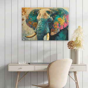 Elephant Whisperer - Green Canvas Wall Art