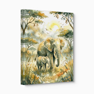 Elephants Golden Sunrise โ elephants golden sunrise angled flush print