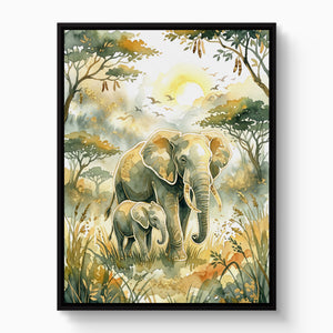 Elephants Golden Sunrise โ elephants golden sunrise white studio framed black